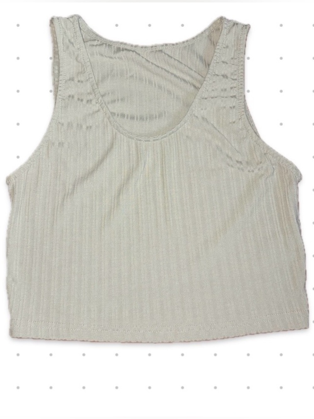 Light Green Ribbed Scoop Neck Crop Tank Top